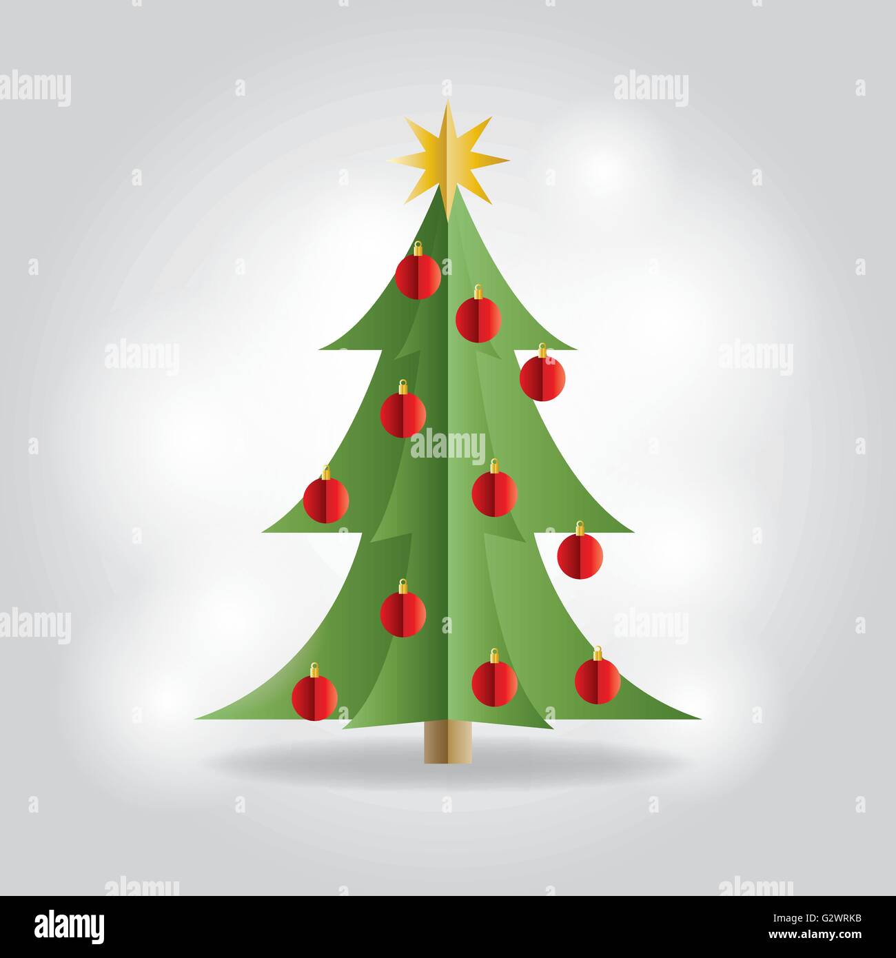 An illustration of a flat design Christmas Holiday tree. Vector EPS 10 available. EPS contains gradient mesh in dropshadow. Stock Vector