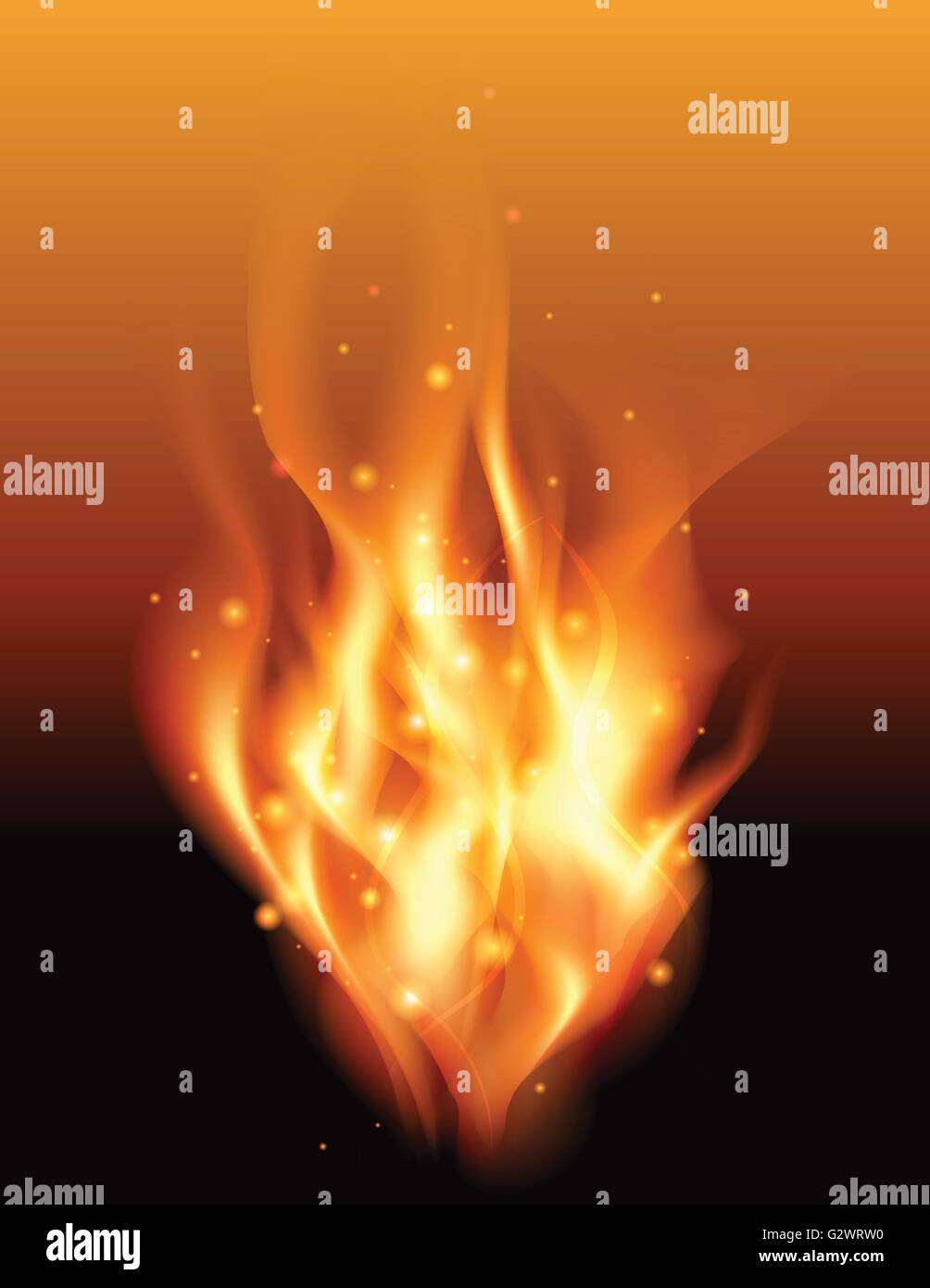 A background filled with glowing fire and burning embers. EPS 10. File