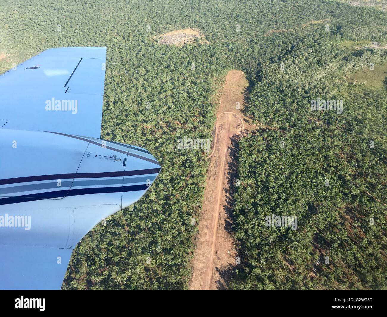 An airstrip in the middle of the Outback (a.k.a.the bush) at Mount Borradaile in West Arnhem Land, Northern Territory, Australia Stock Photo