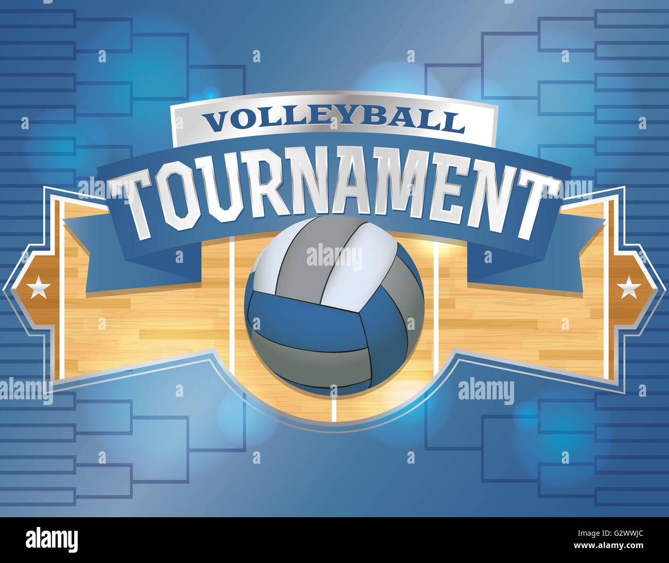 An illustration for a volleyball tournament flyer or poster. Room for copy. Vector EPS 10 available. EPS contains transparencies Stock Vector