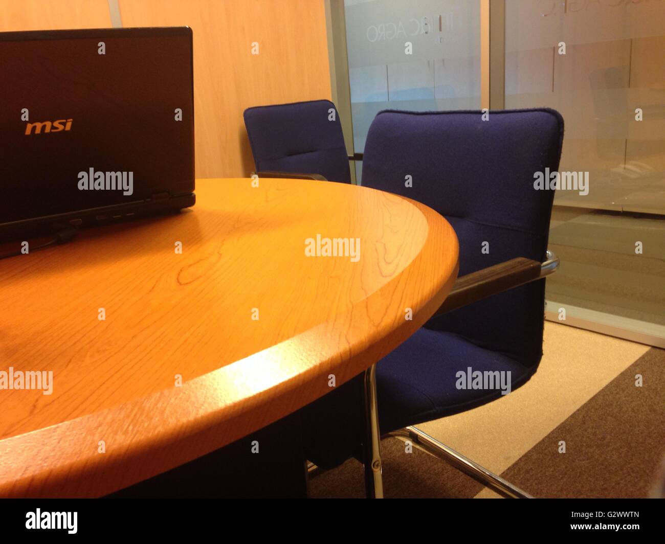 Laptop on office desk Stock Photo Alamy