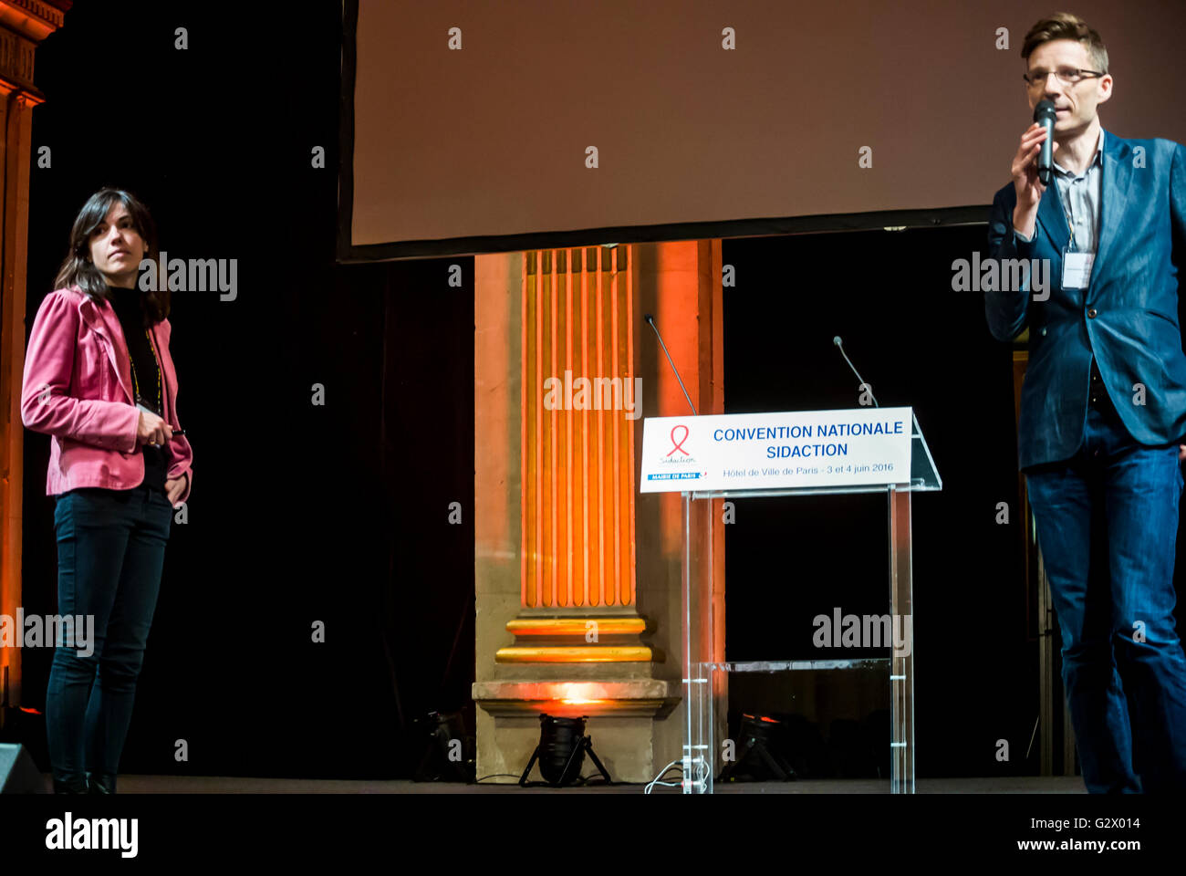 Paris, France, French Scientist Giving Presentation on AIDS/HIV in France at National AIDS Convention, Sidaction, 'Virginie Supervie' Stock Photo