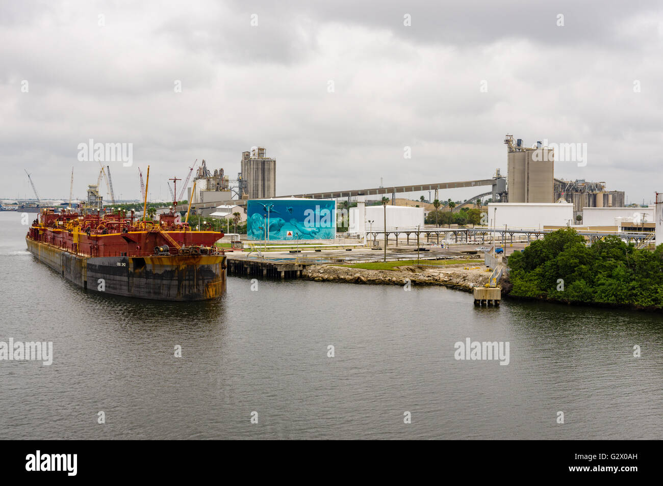 Chemical transport barge OSG 242 docked at Port of Tampa Bay.  Tampa, florida Stock Photo