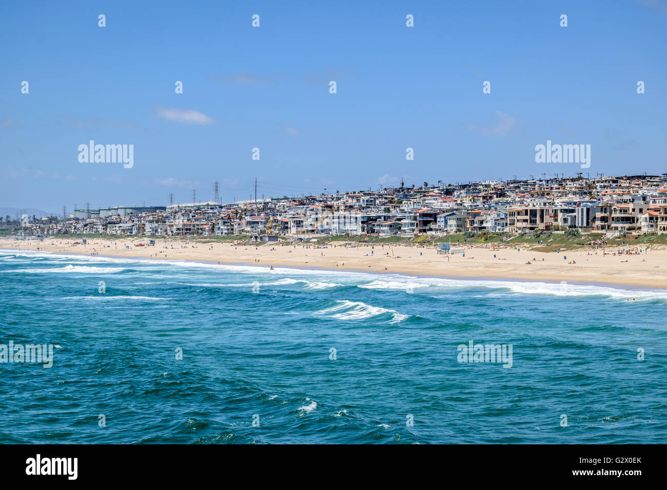 Manhattan Beach housing near the shoreline of the Pacific Stock Photo