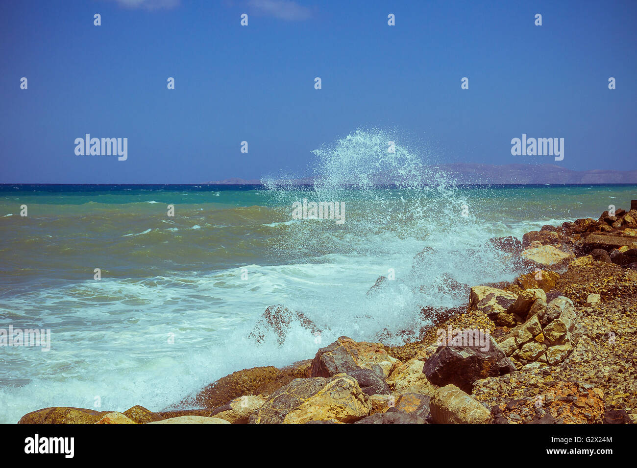 Beautiful wave on sea and blue sky as background Stock Photo - Alamy