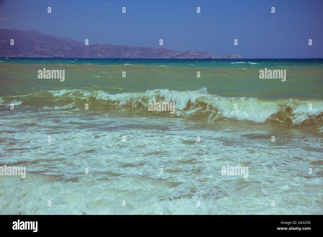 Beautiful wave on sea and blue sky as background Stock Photo - Alamy
