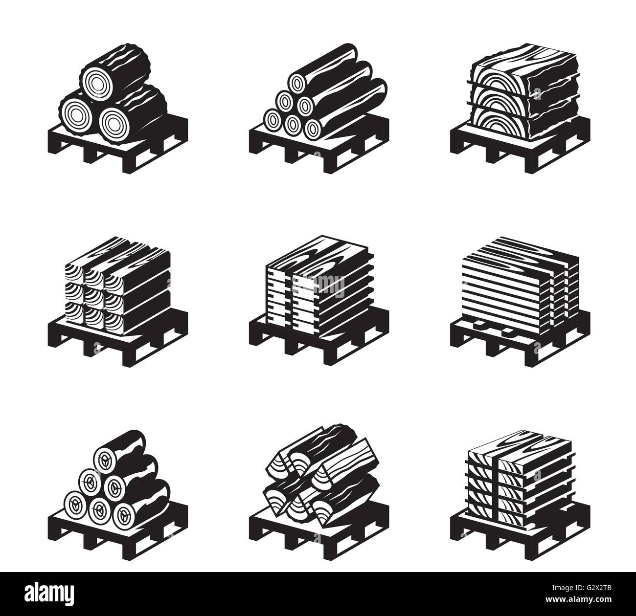 Wood materials icon set - vector illustration Stock Vector