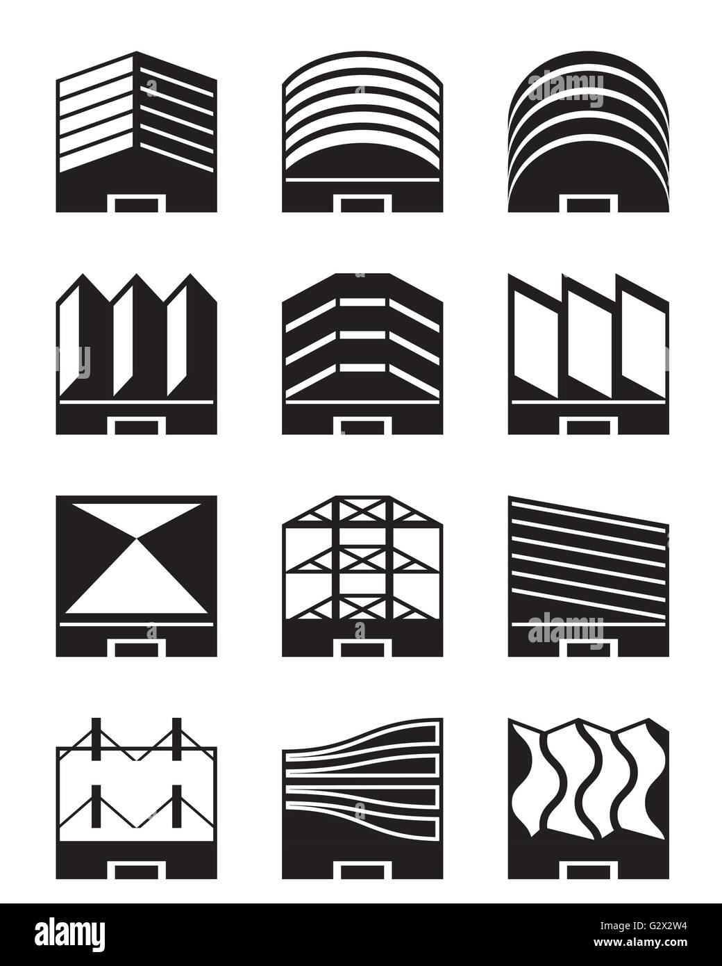 Various types of industrial roofs - vector illustration Stock Vector