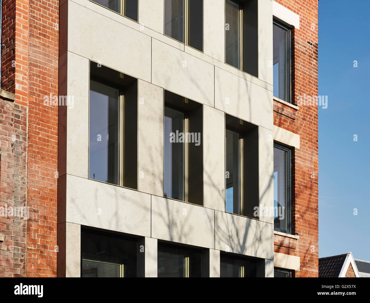 Facade detail Bridewell Alley. Cavendish House, Norwich, United Kingdom