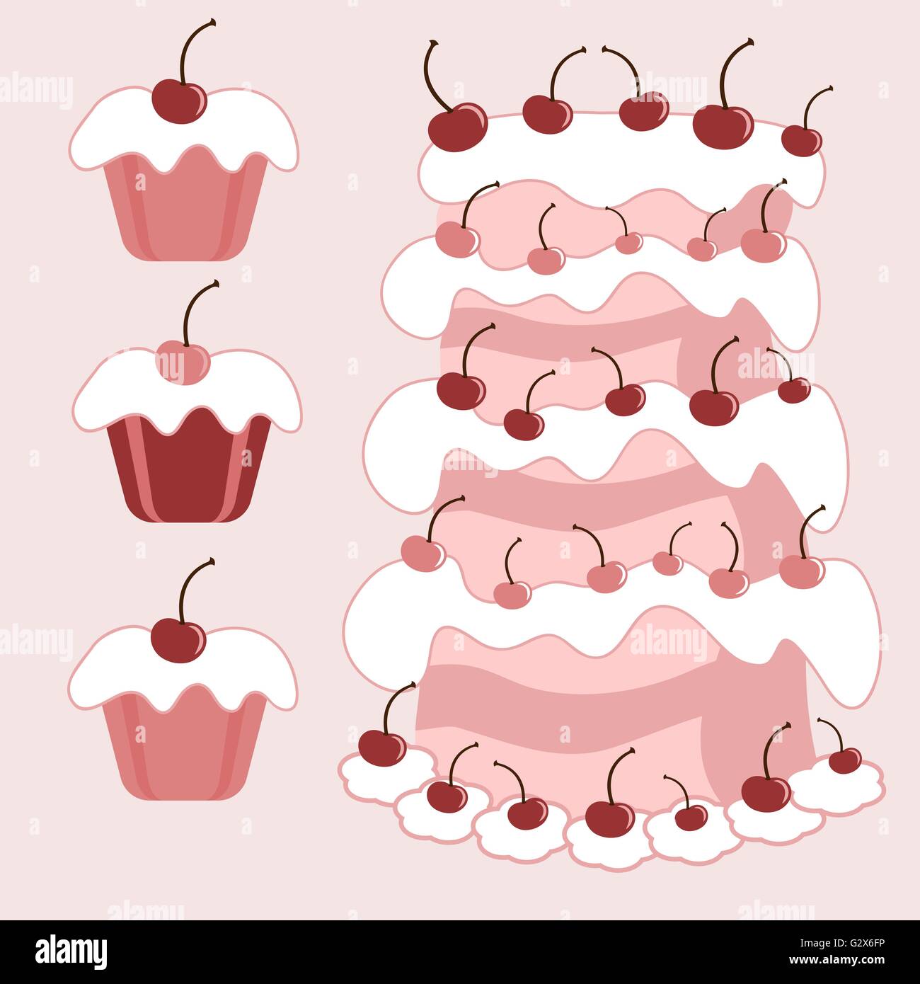 Cake with cherries Stock Vector Image & Art - Alamy