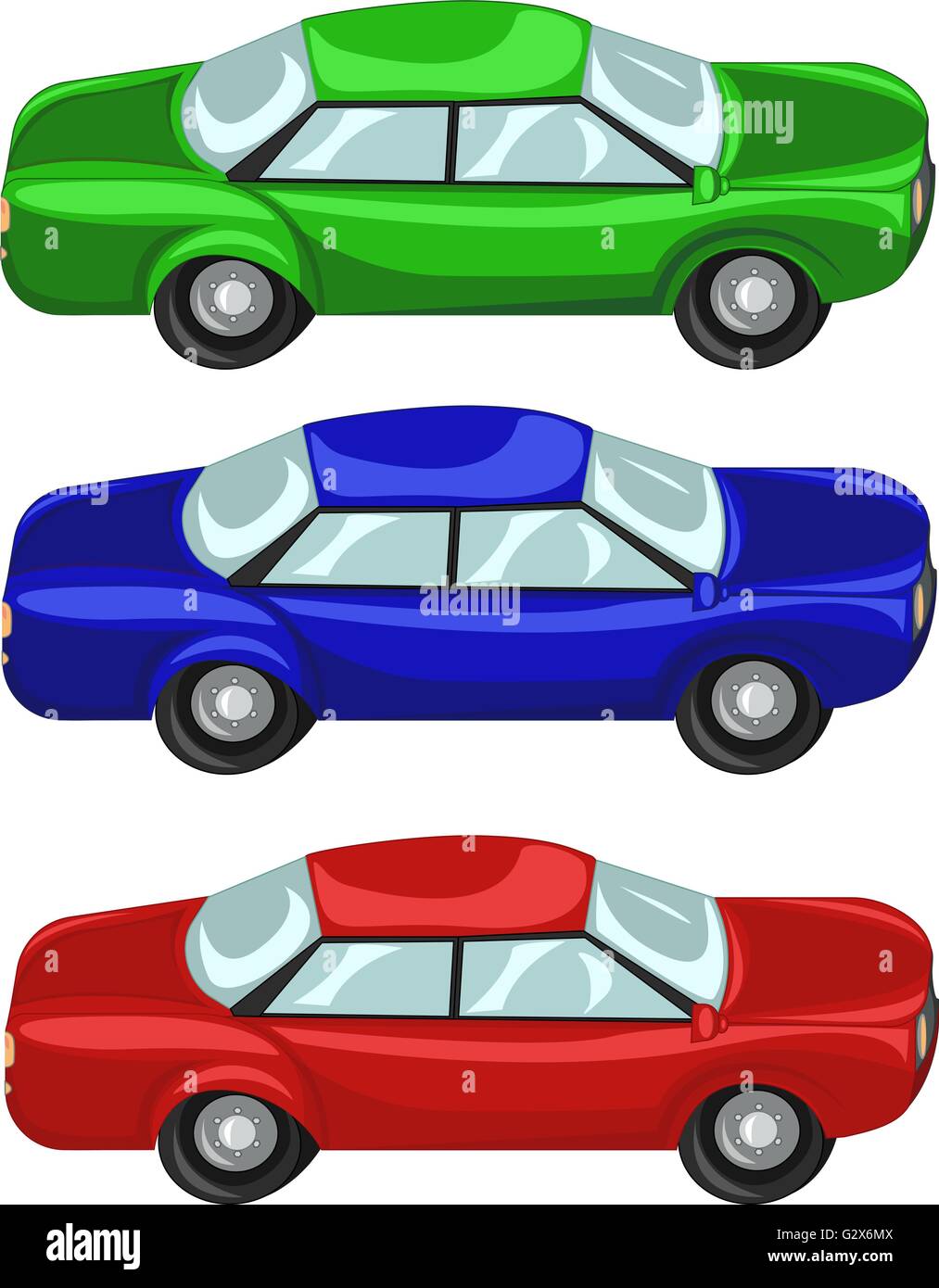 Cars red green blue Stock Vector