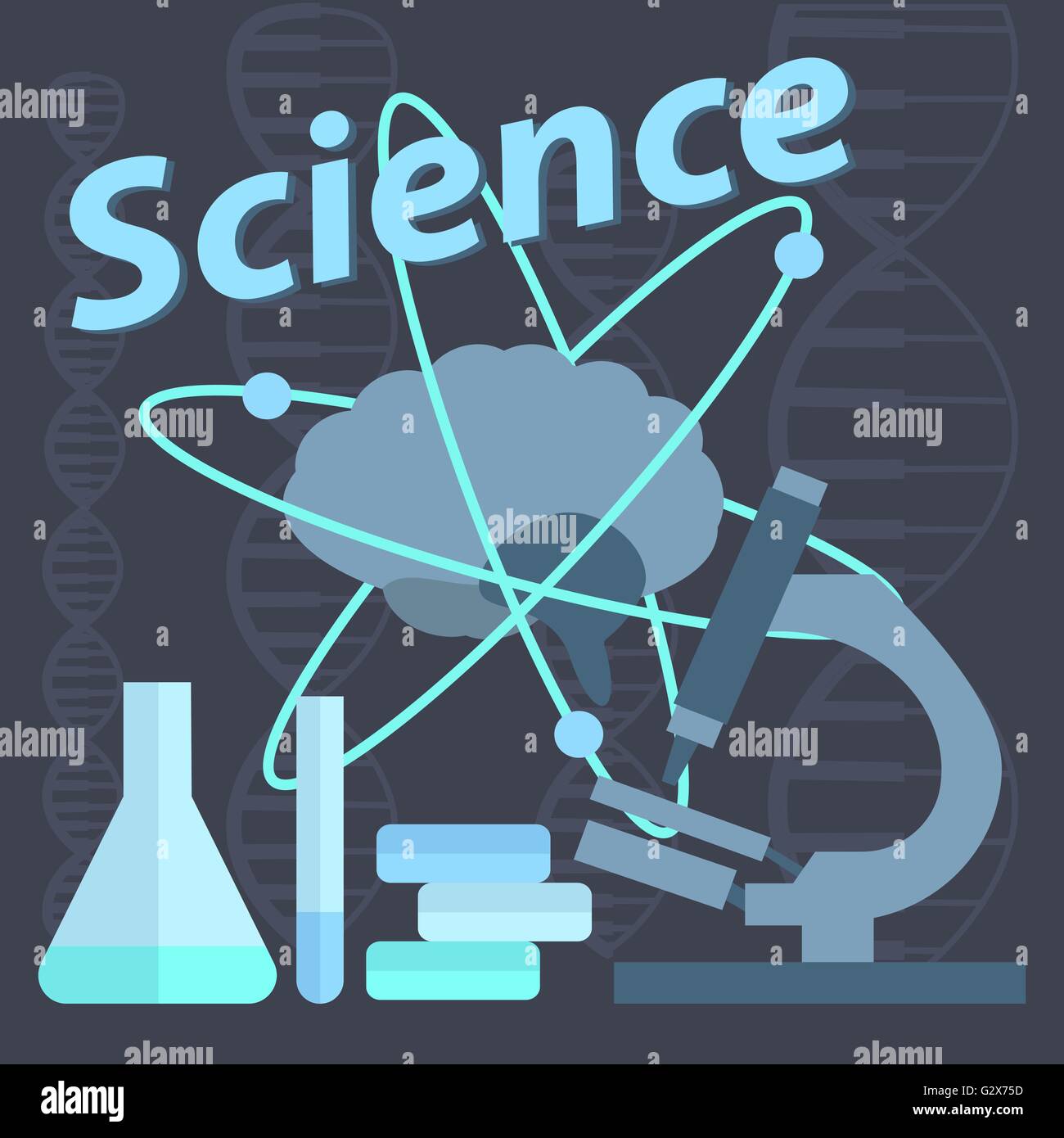 Microbiology, petri dishes, atom brain Stock Vector Image & Art Alamy