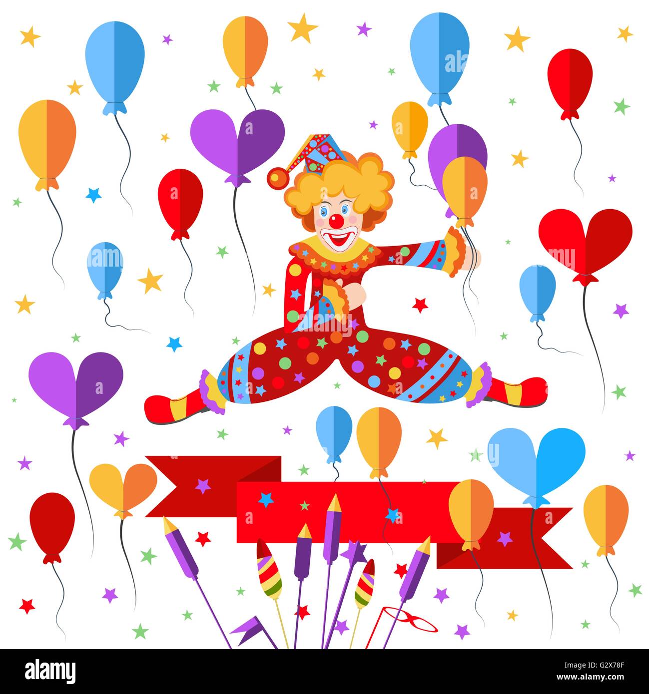 Clown, balloons, ribbon salute Stock Vector Image & Art - Alamy