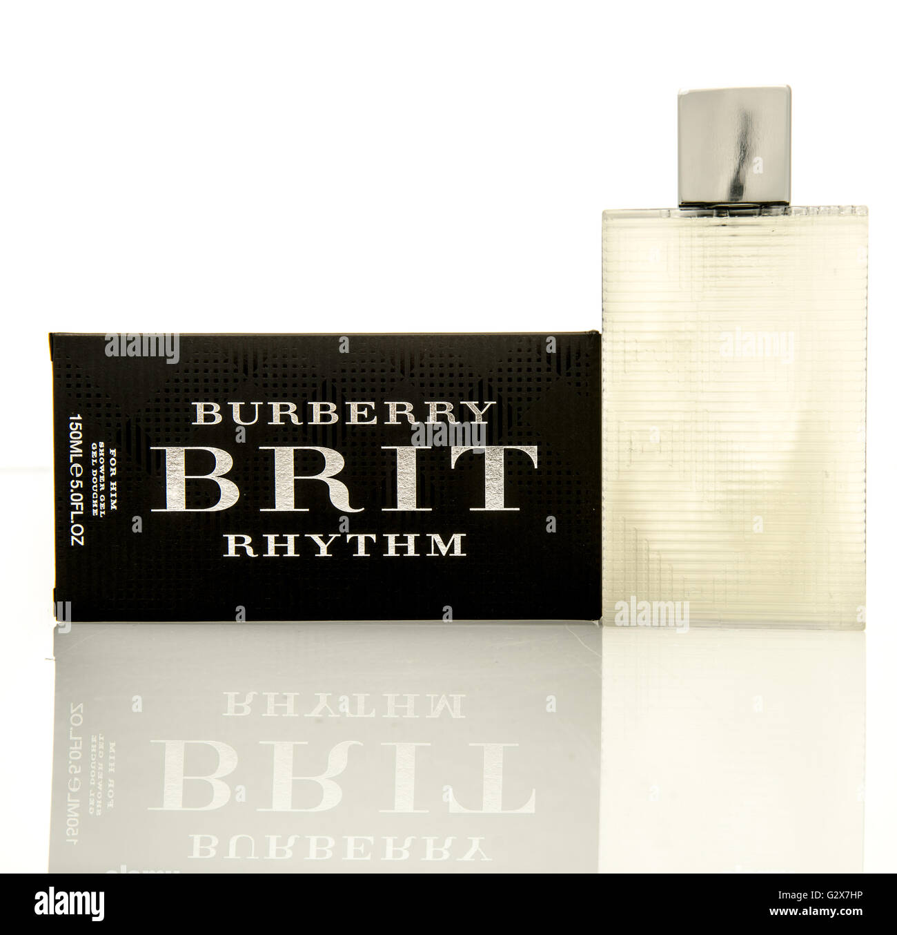 Winneconne, WI - 2 June 2016:  Burberry Brit rhythm shower gel on an isolated background Stock Photo