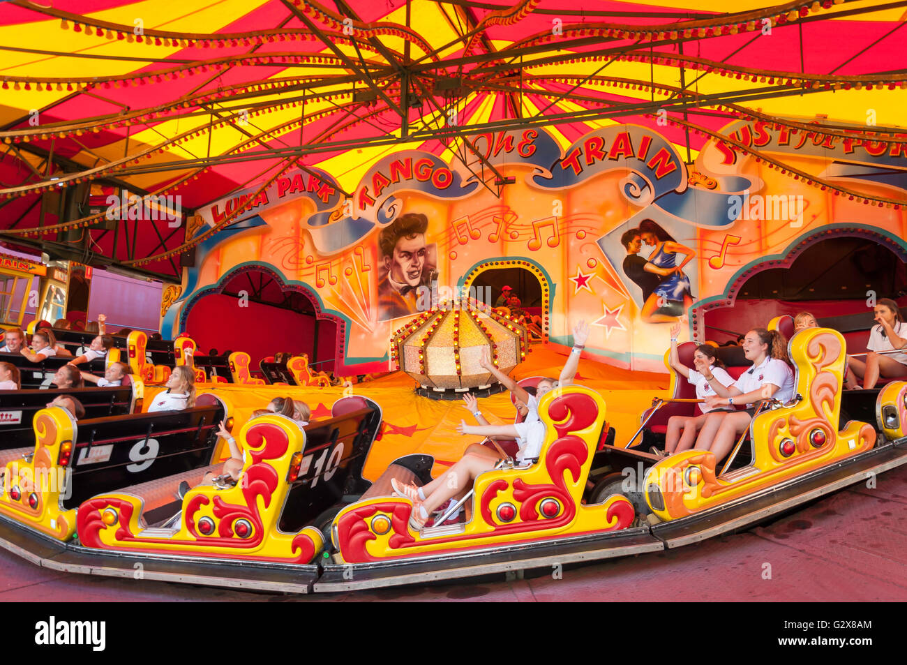 The Tango Train at Luna Park Sydney, Milsons Point, Sydney, New South Wales, Australia Stock Photo