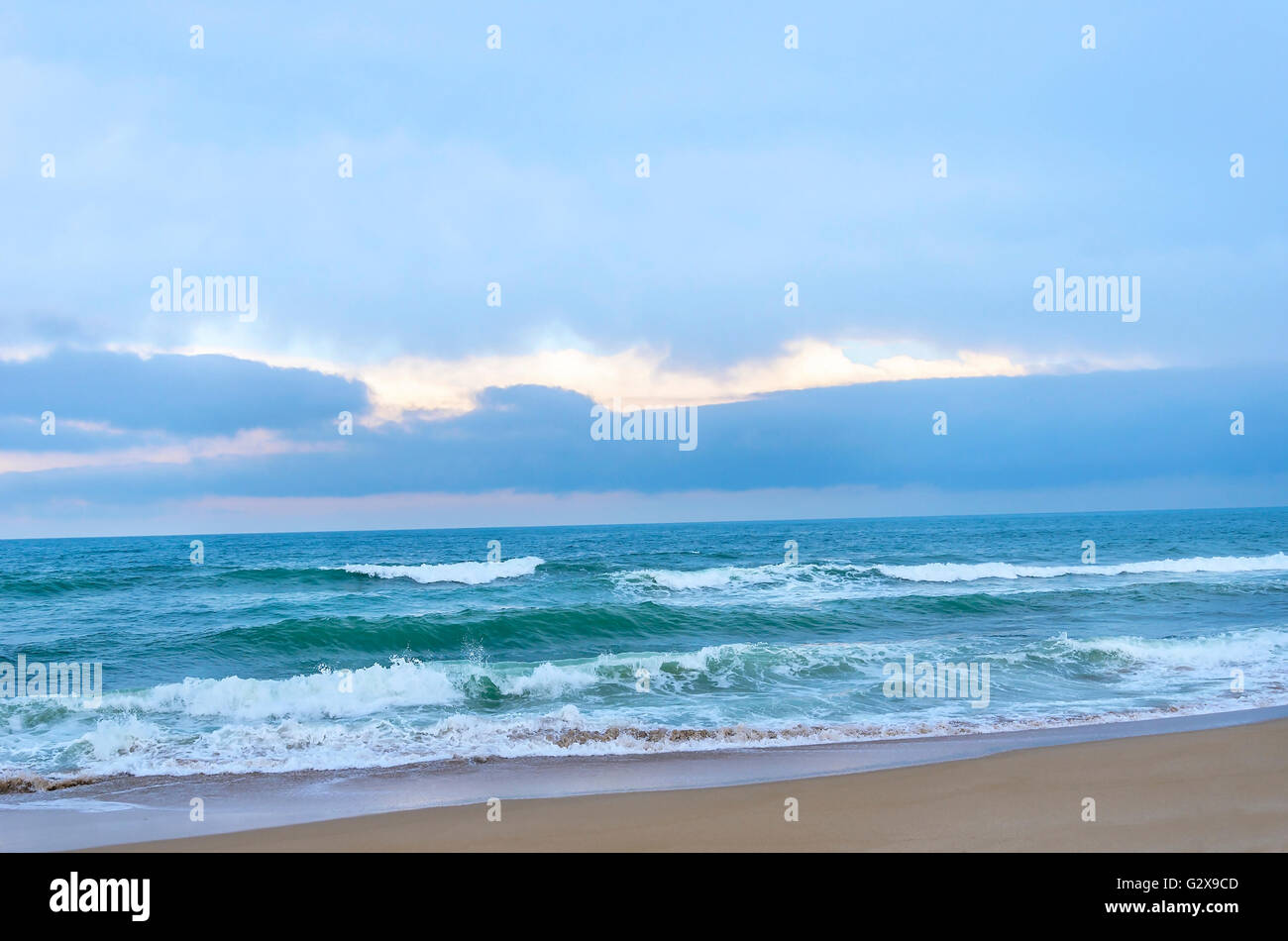 Sea with waves in the background sky. Stock Photo