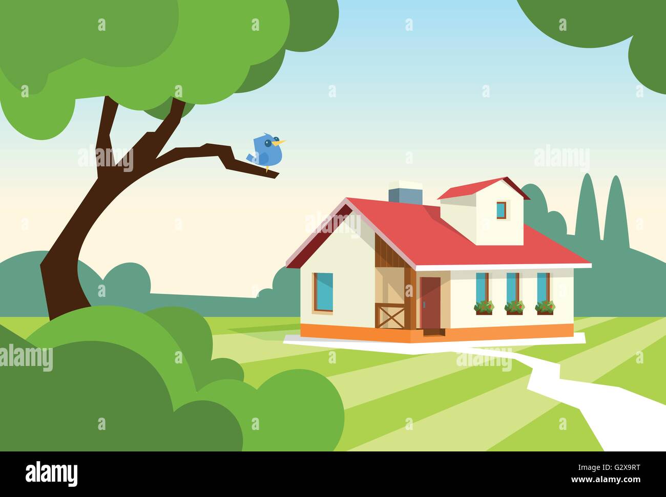Big Modern House Residence Estate With Garden Stock Vector Image & Art ...