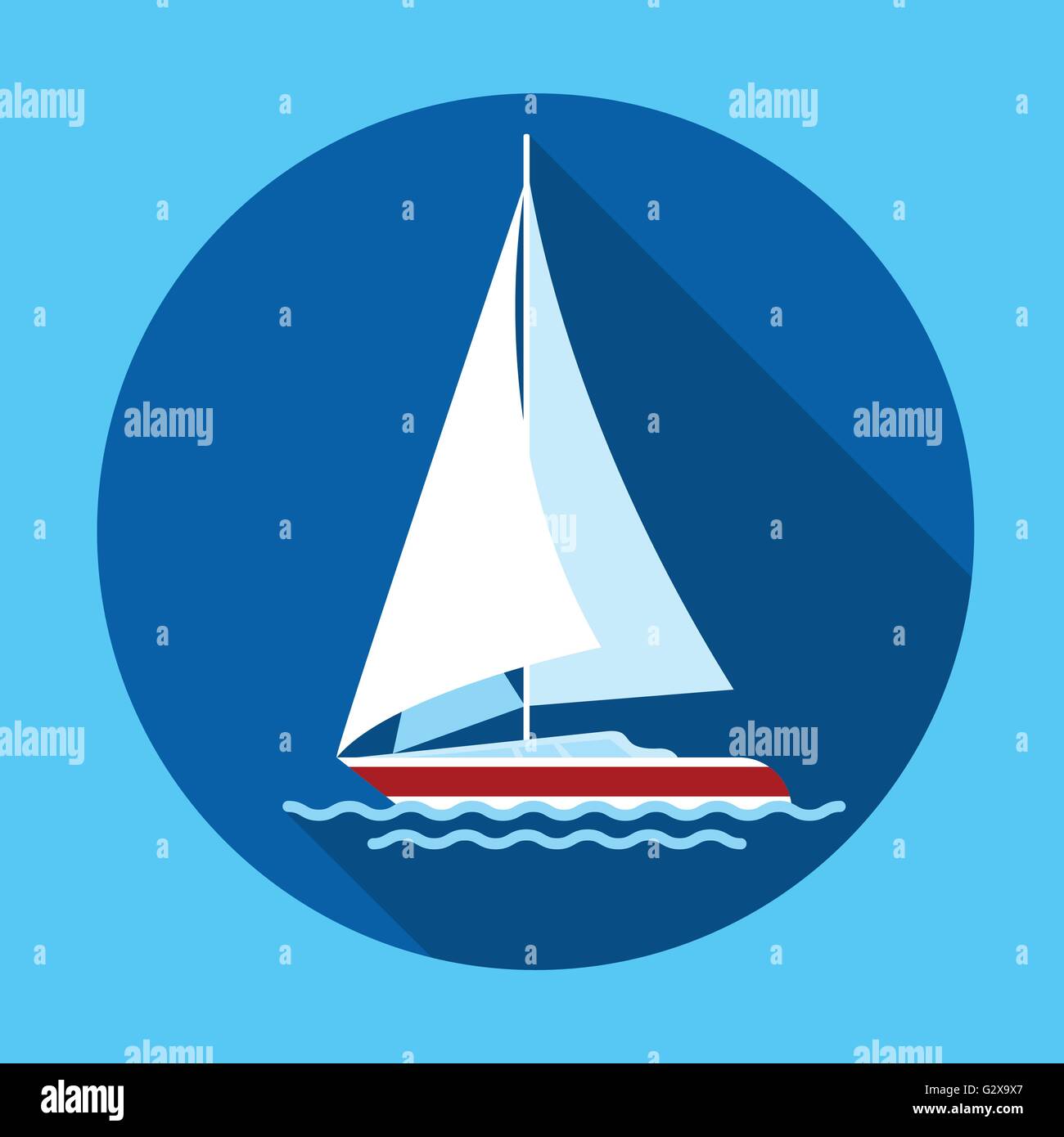Sail Yacht Boat Flat Icon Vector Stock Vector Image & Art - Alamy