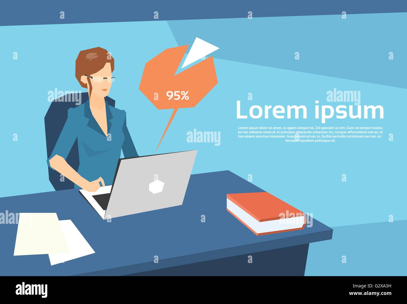 Business Woman Work Laptop Computer Stock Vector Image & Art - Alamy