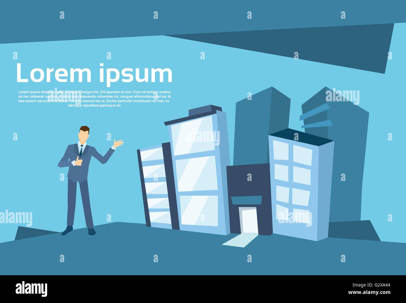 Business Man Over Office Building Background Stock Vector Image & Art ...