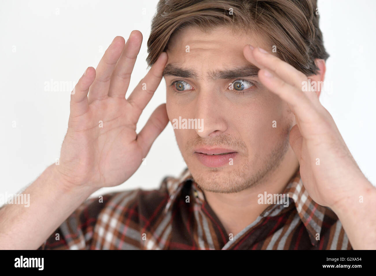 stressed  young man Stock Photo