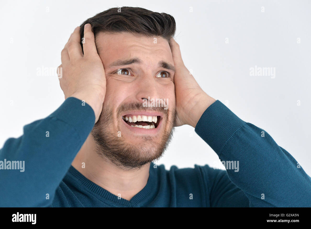 stressed  young man Stock Photo