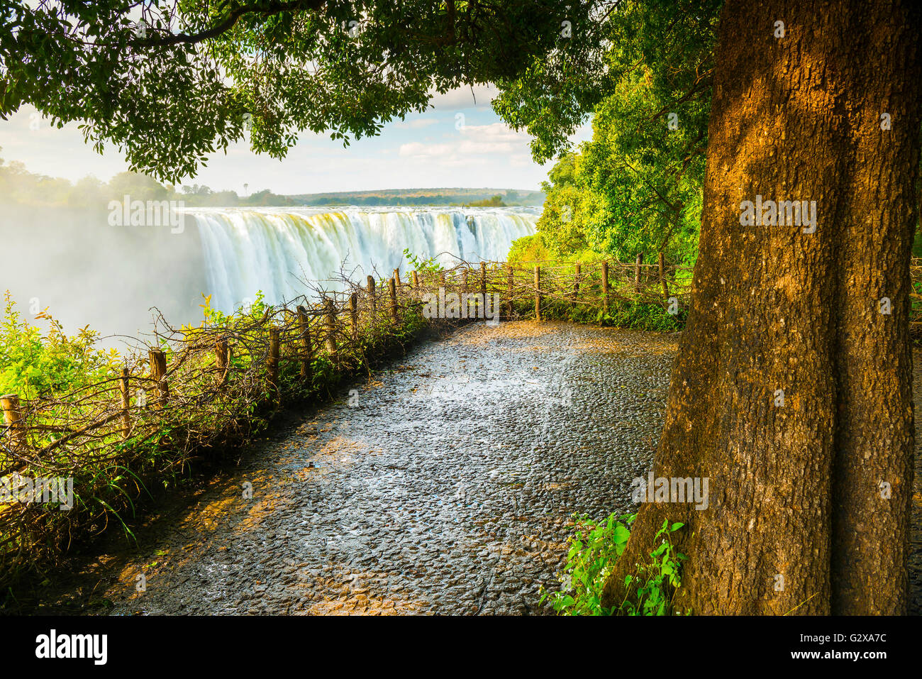Victoria Falls waterfall in Africa, between Zambia and Zimbabwe, one of the seven wonders of the world Stock Photo