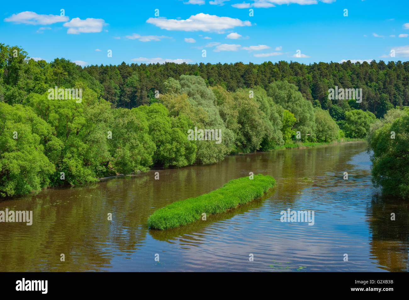 Summer landscape with river, forest, sky and clouds Stock Photo - Alamy