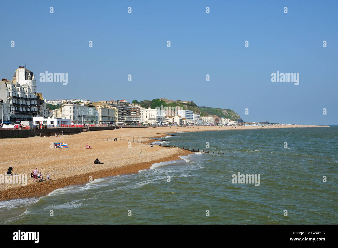 Hastings Seafront, East Sussex, UK, looking East Stock Photo