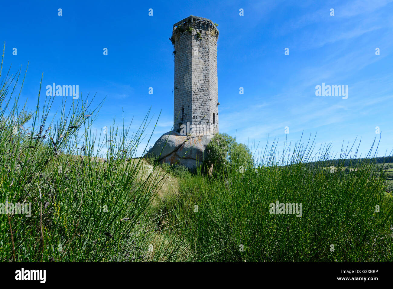 Tour de la Clauze tower, Saugues, Haute-Loire department, Auvergne, France Stock Photo