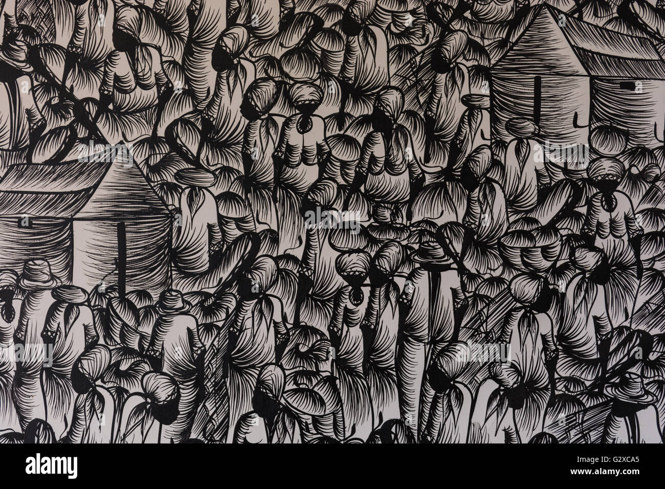 Background in black and white with people at the market design. graphic ...