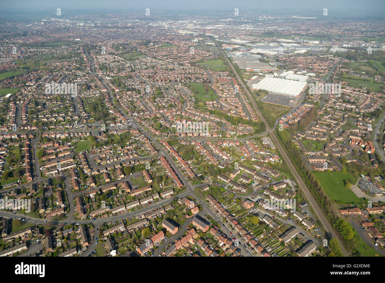 Aerial view of Derby housing Stock Photo Alamy