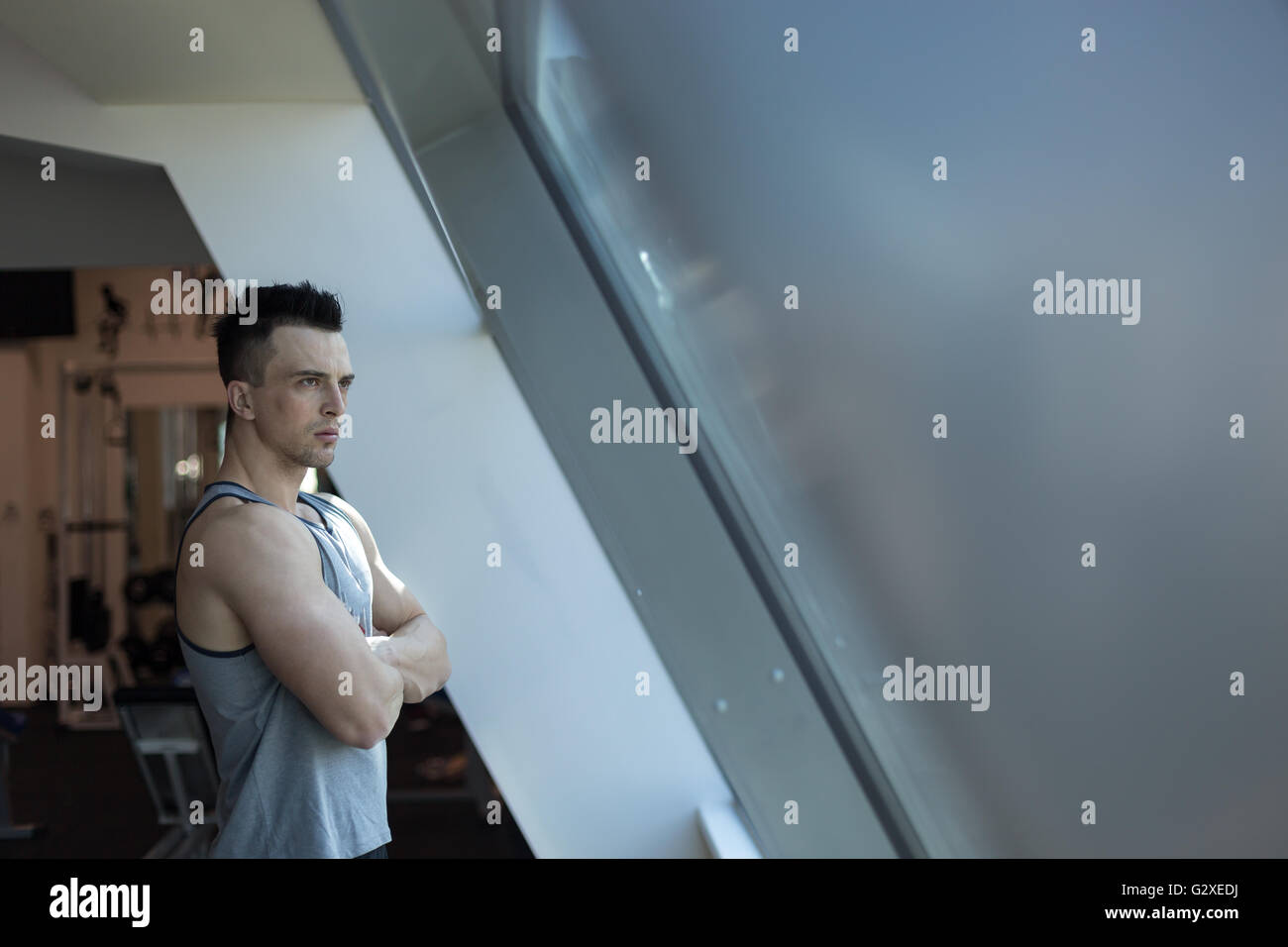 Pensive sportsman Stock Photo
