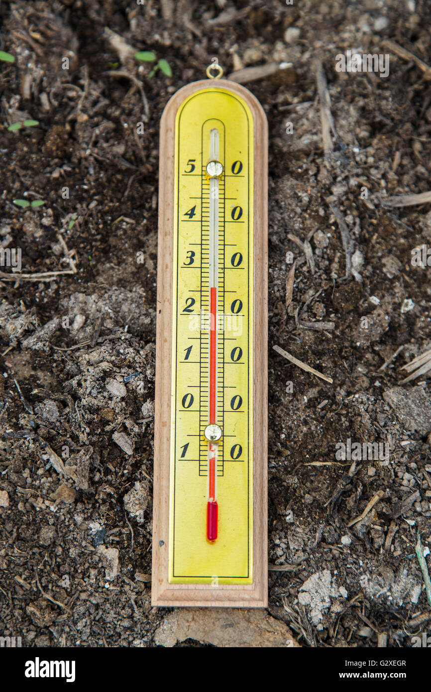 Outdoor Wooden Thermometer Stock Photo Alamy