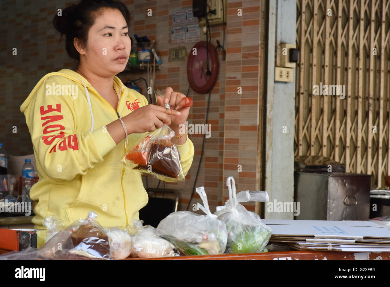 Food vendor Vientiane Laos Stock Photo