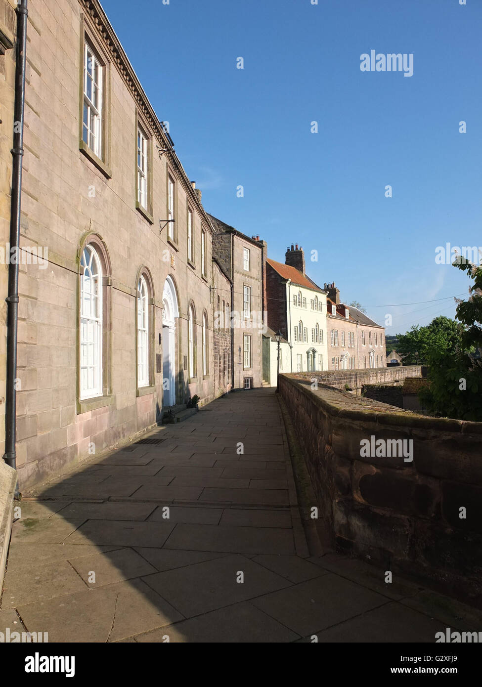 Houses on the town wall at Berwick on Tweed , Northumberland Stock