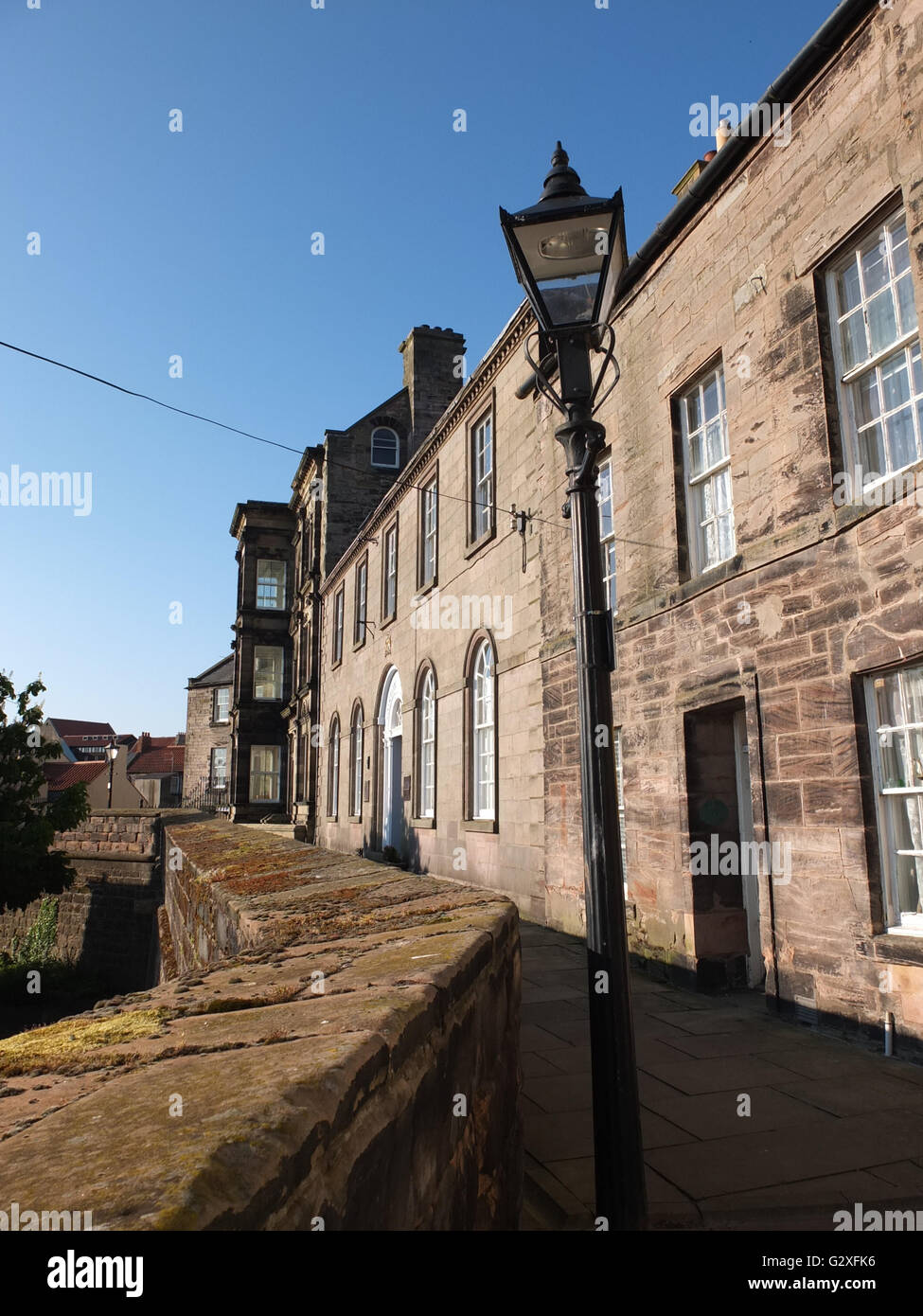 Houses on the town wall at Berwick on Tweed , Northumberland Stock