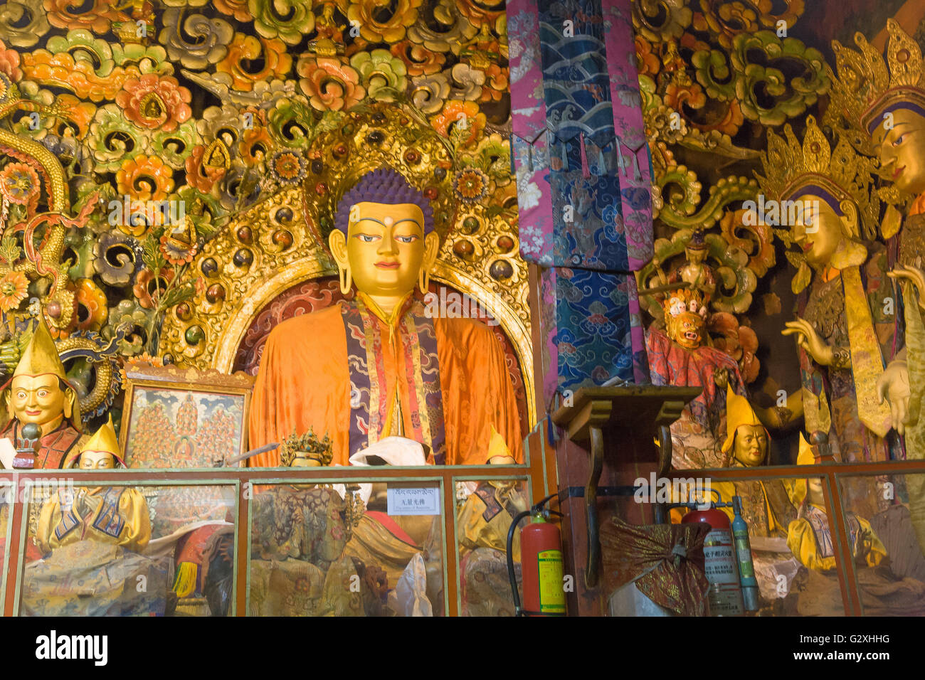 Buddha Statue, Sera Monastery (XV century, one of the biggest monasteries in Tibet).  Tibet, China. Stock Photo