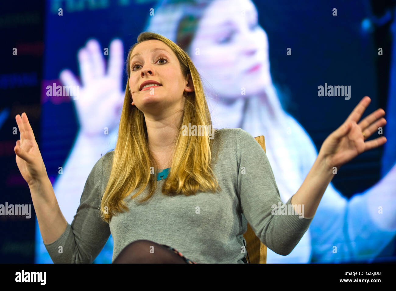 Laura Bates, British feminist writer and founder of the Everyday Sexism Project speaking on stage at Hay Festival 2016 Stock Photo