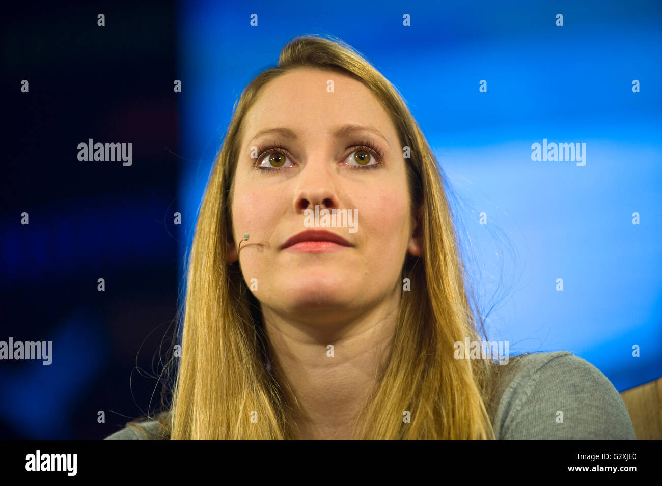 Laura Bates, British feminist writer and founder of the Everyday Sexism Project speaking on stage at Hay Festival 2016 Stock Photo