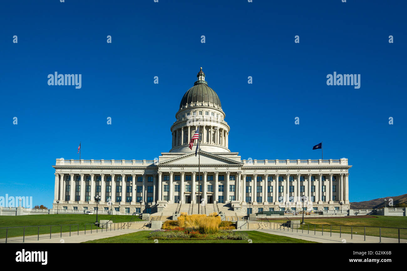 Utah state capitol building with blue sky Stock Photo