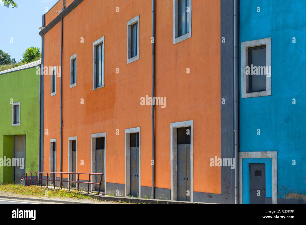 colored facades building in european city Stock Photo