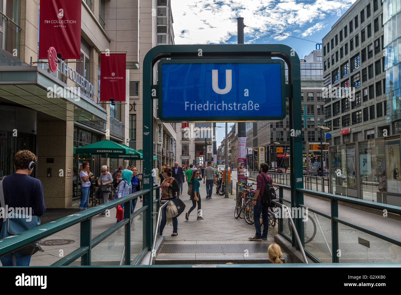 U Bahn Station Entrance and sign , Berlin , Germany Stock Photo