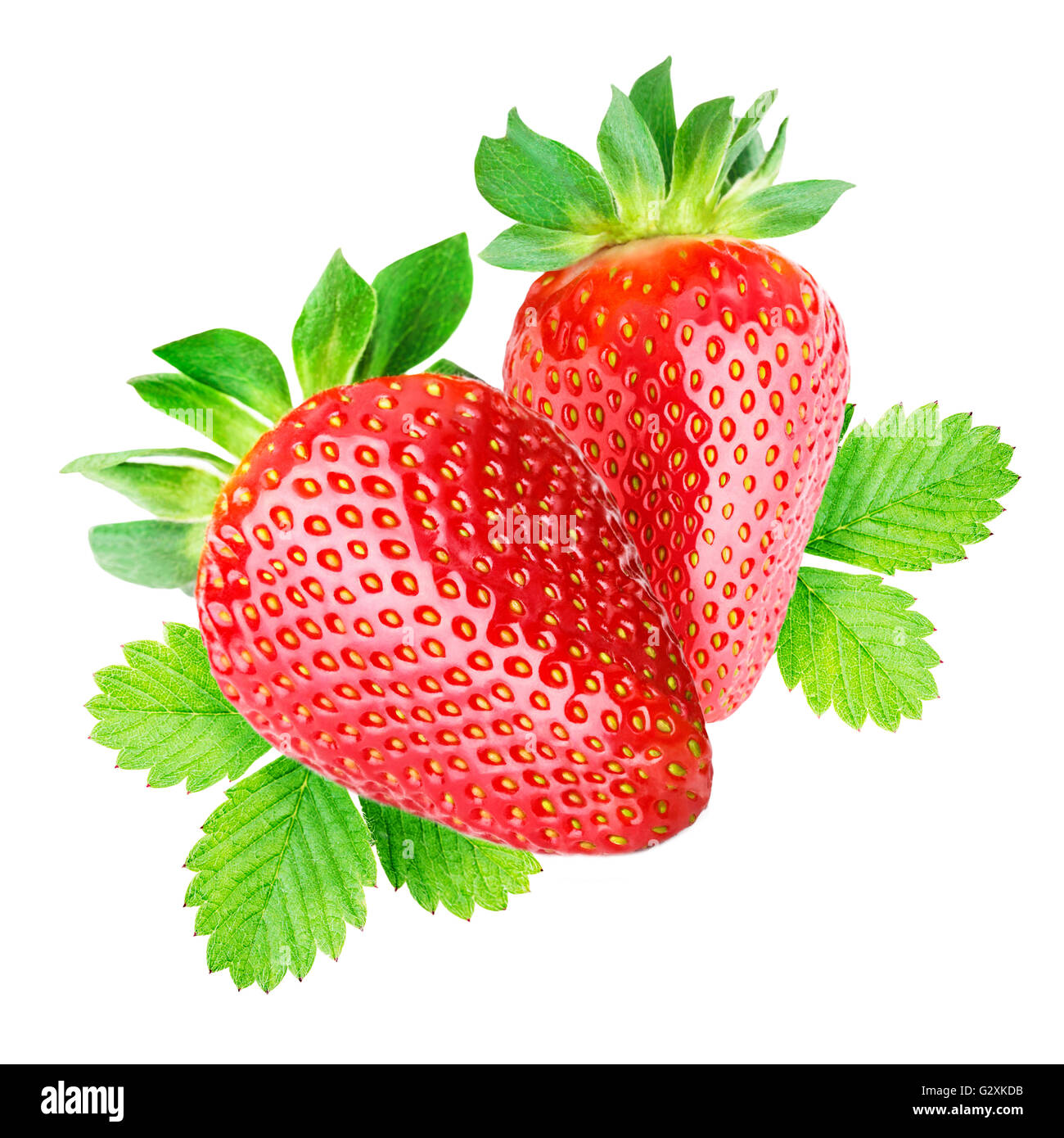 Two strawberries isolated on white background Stock Photo - Alamy