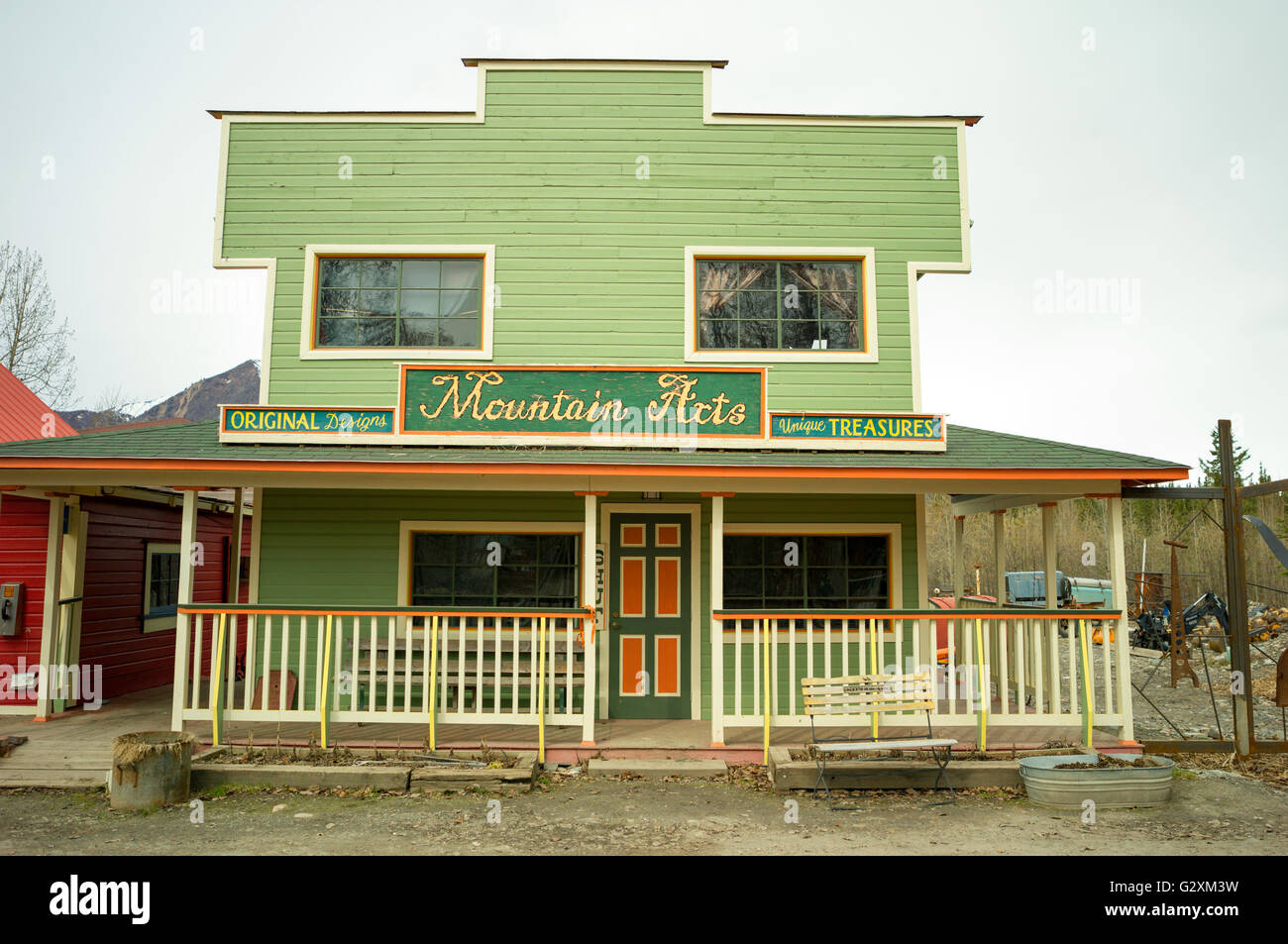 The Mountain Arts store in down town McCarthy Alaska, home of the TV show “Edge of Alaska”. Stock Photo