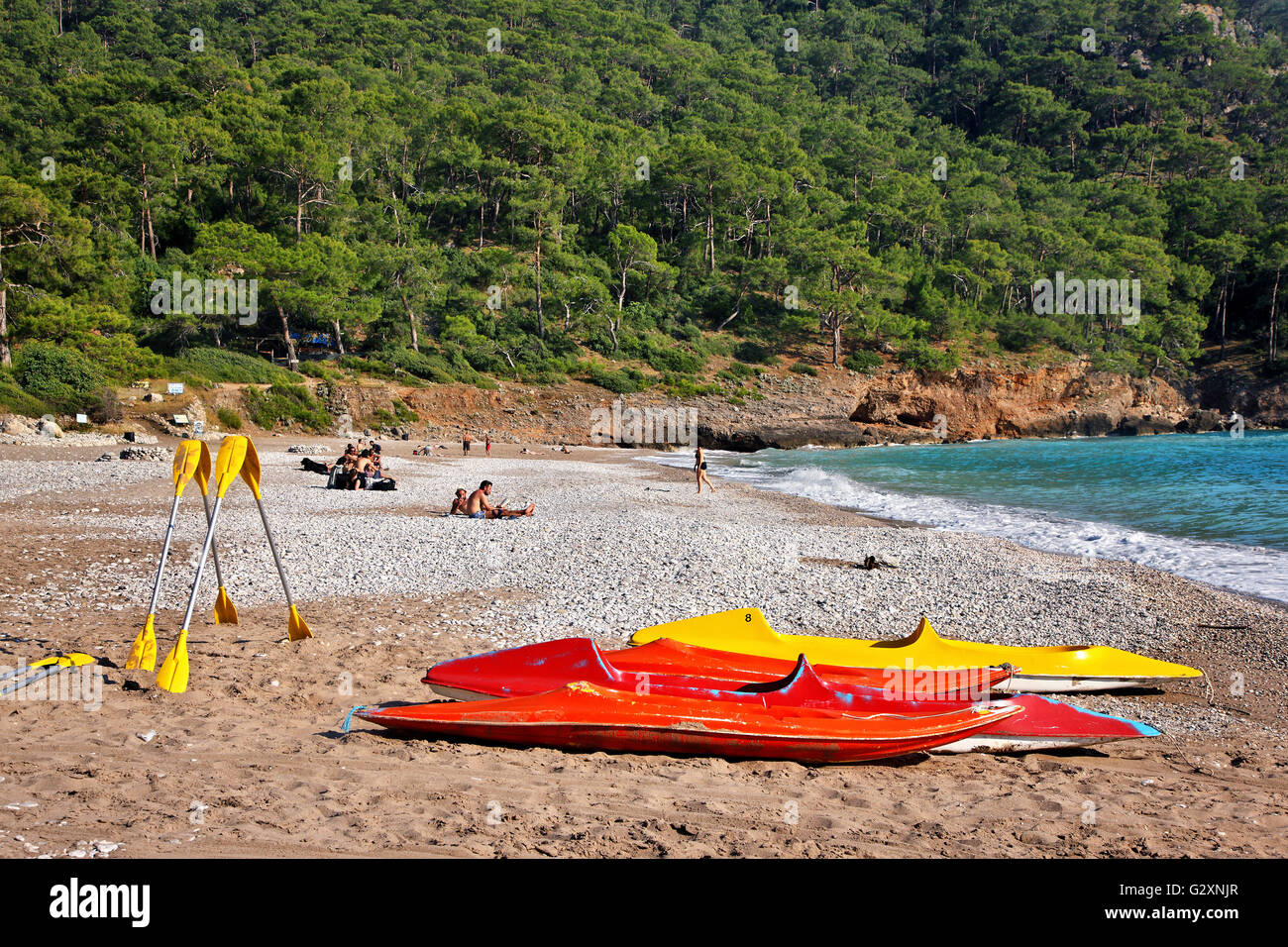 Beautiful Kabak beach, on the 'Lycian Way', Lycia, Mugla province, Turkey. Stock Photo