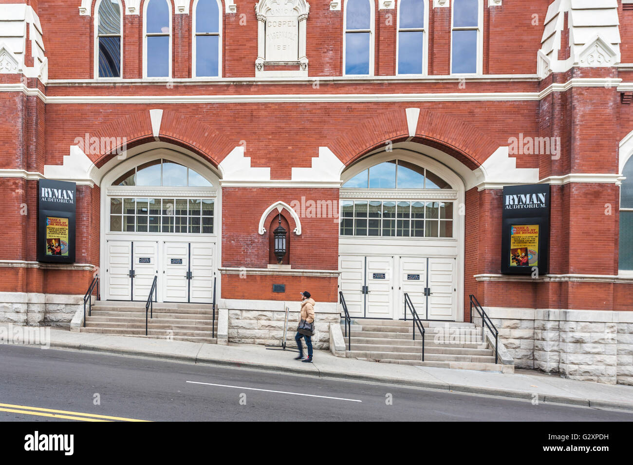 Main entrance to the historic Ryman Auditorium in downtown Nashville, Tennessee Stock Photo