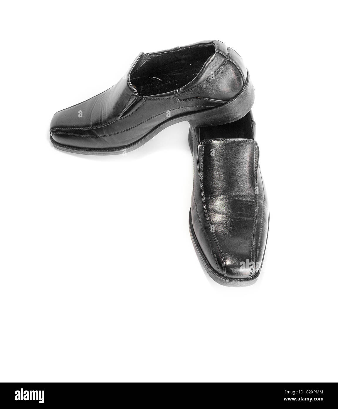black leather shoe isolated on white background Stock Photo - Alamy