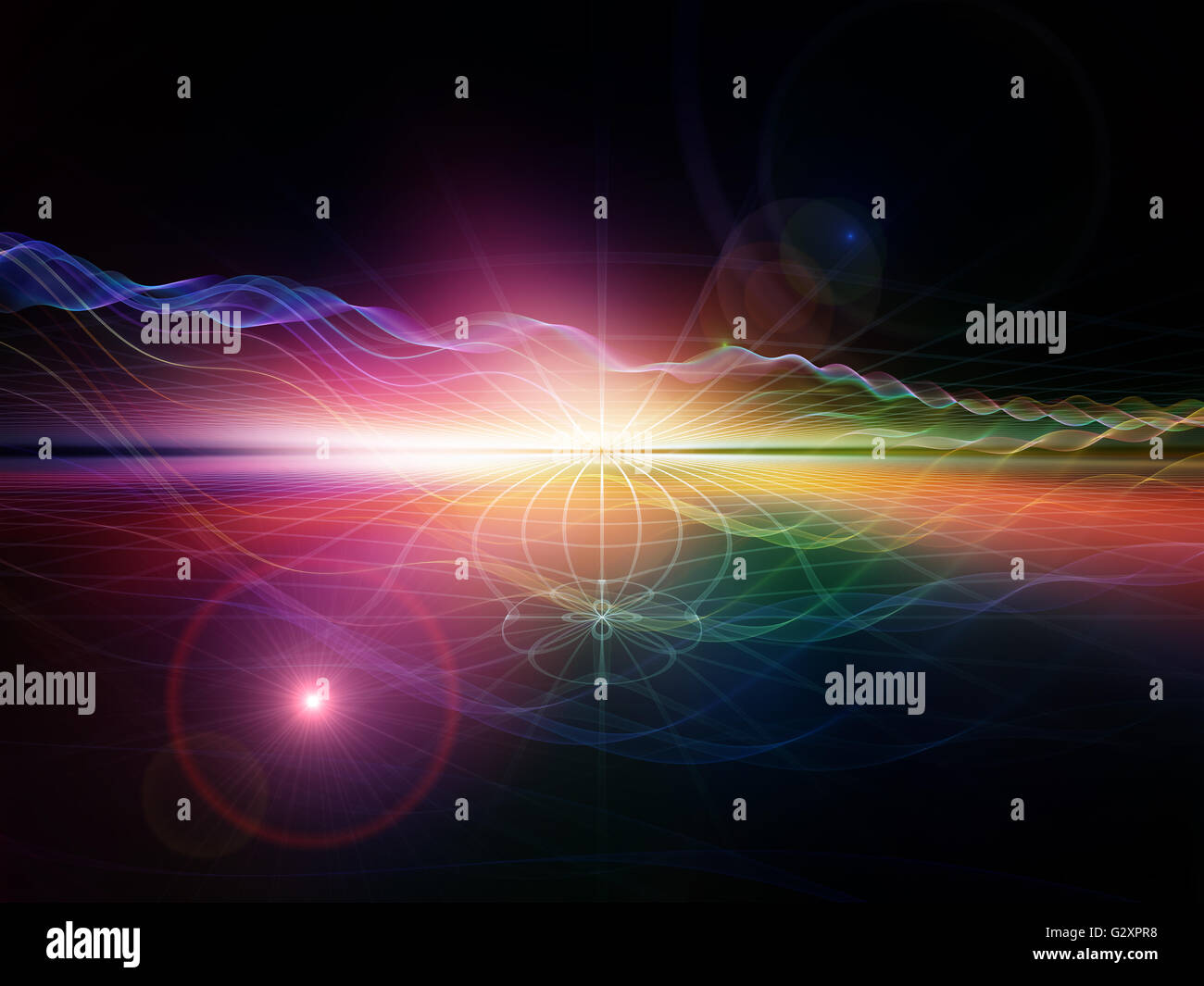Light Waves series. Backdrop composed of light curves and sine waves