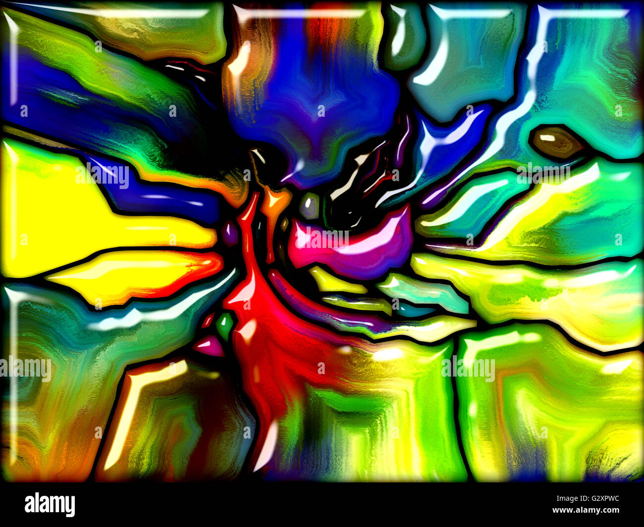 Digital Stained Glass series. Backdrop composed of colorful stained glass  patterns and suitable for use in the projects on art Stock Photo - Alamy